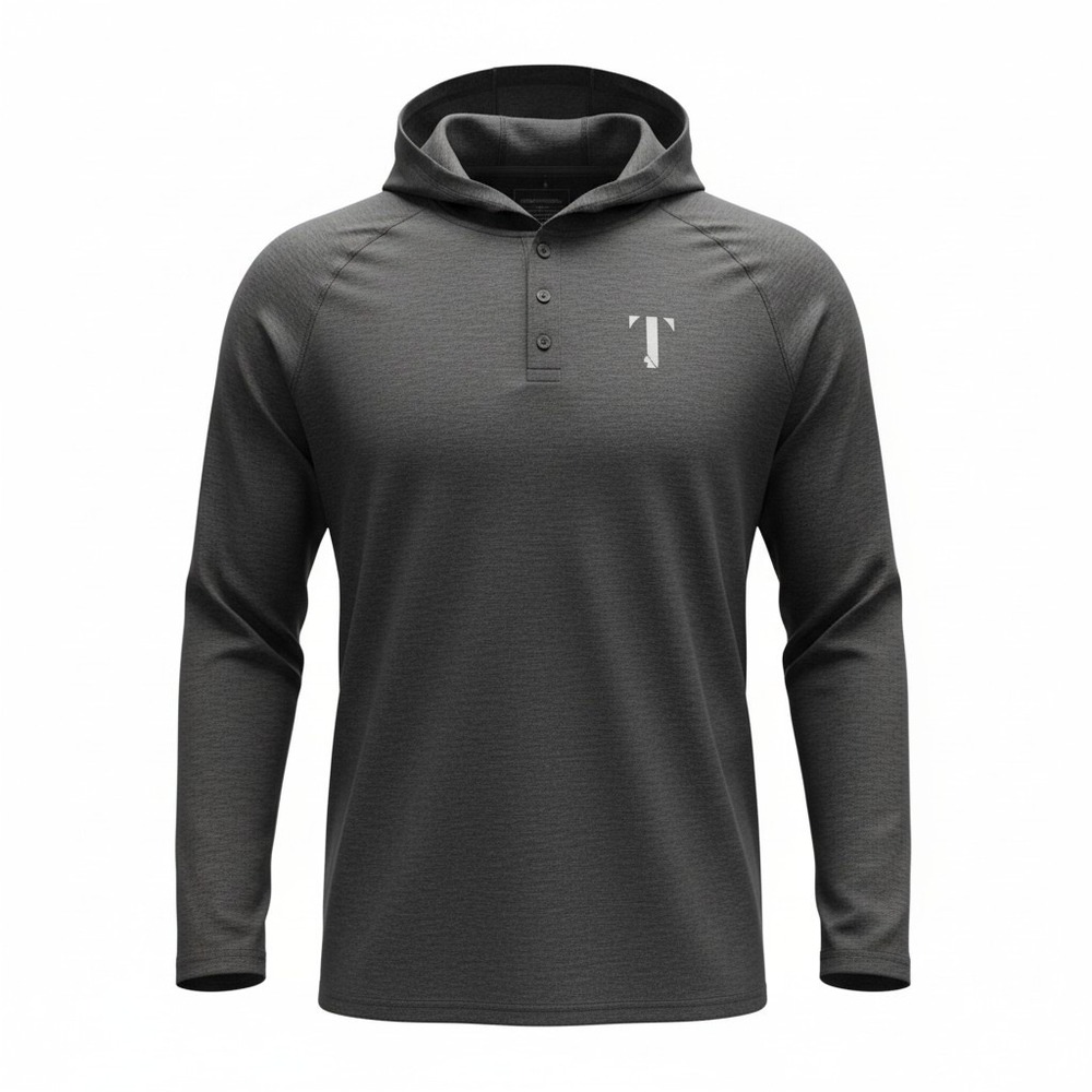 Anetik Premium Performance Mens size Large‎ Henley Golf Hiking Run Hoodie UPF30+